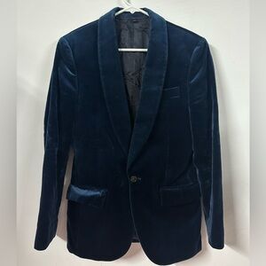 J.CREW Ludlow Blue Velvet Blazer Shawl Suit Jacket Dinner Men's Size 34S